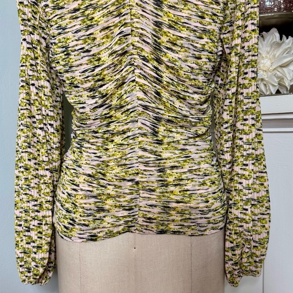 White House Black Market Long Sleeve Pleated Blouse Pink Yellow Floral 8 NWT - Picture 12 of 16